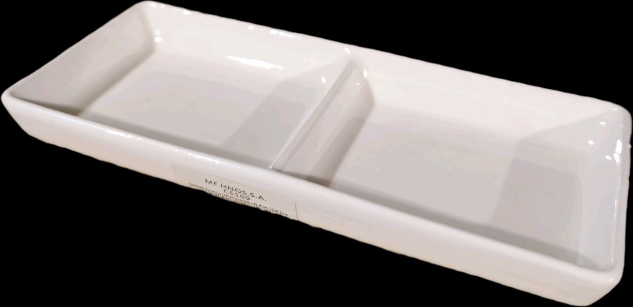 Bandeja rectang ceram c/2 divis 15x6 3cm - OBED Home & Deco San Rafael